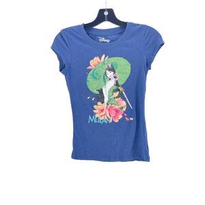 Disney Women's Mulan Character Sleeveless T-Shirt Print Graphic Small Blue